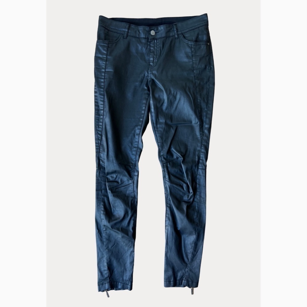 Barbour Frida Black Streak‎ Coated Jean Motorcycle Style Pants - Size US 8